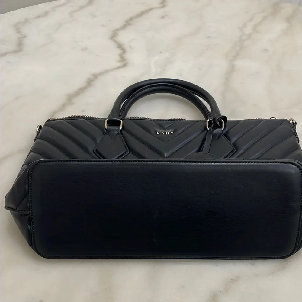 DKNY Black Chevron Quilted Satchel - Picture 3 of 5